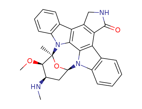 62996-74-1,STAUROSPORINE,9,13-Epoxy-1H,9H-diindolo[1,2,3-gh:3',2',1'-lm]pyrrolo[3,4-j][1,7]benzodiazonin-1-one,2,3,10,11,12,13-hexahydro-10-methoxy-9-methyl-11-(methylamino)-, [9S-(9a,10b,11b,13a)]-;(+)-Staurosporine;AM-2282;Alkaloid AM-2282 from Streptomyces;Antibiotic 230;Antibiotic AM 2282;CGP39360;Staurosporin;Staurosporine;