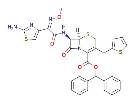 (6R,7R)-7-{2-(2-Amino-thiazol-4-yl)-2-[(Z)-methoxyimino]-acetylamino}-8-oxo-3-thiophen-2-ylmethyl-5-thia-1-aza-bicyclo[4.2.0]oct-2-ene-2-carboxylic acid benzhydryl ester