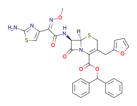 (6R,7R)-7-{2-(2-Amino-thiazol-4-yl)-2-[(Z)-methoxyimino]-acetylamino}-3-furan-2-ylmethyl-8-oxo-5-thia-1-aza-bicyclo[4.2.0]oct-2-ene-2-carboxylic acid benzhydryl ester