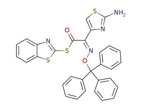 Molecular Structure of 143183-03-3 ((Benzothiazol-2-yl)-(Z)-2-trityloxyimino-2-(2-aminothiazole-4-yl)-thioacetate)