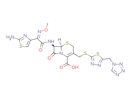 7-{[(2-aminothiazol-4-yl)(methoxyimino)acetyl]amino}-3-{[5-[(tetrazol-1-yl)methyl]-1,3,4-thiadiazol-2-ylthio]methyl}-8-oxo-5-thia-1-azabicyclo[4.2.0]oct-2-ene-2-carboxylic acid