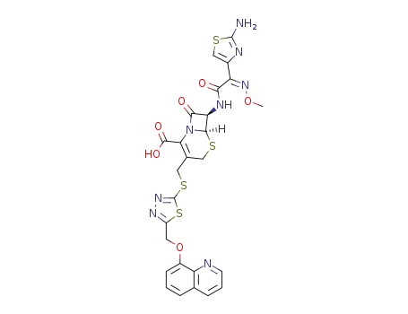 7-{[(2-aminothiazol-4-yl)(methoxyimino)acetyl]amino}-3-{[5-[(quinolin-8-yloxy)methyl]-1,3,4-thiadiazol-2-ylthio]methyl}-8-oxo-5-thia-1-azabicyclo[4.2.0]oct-2-ene-2-carboxylic acid