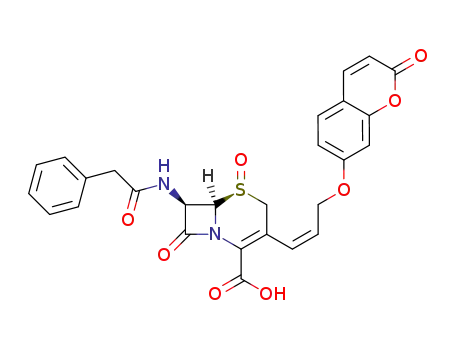 (5S,6R,7R)-5,8-Dioxo-3-[(Z)-3-(2-oxo-2H-chromen-7-yloxy)-propenyl]-7-phenylacetylamino-5λ4-thia-1-aza-bicyclo[4.2.0]oct-2-ene-2-carboxylic acid