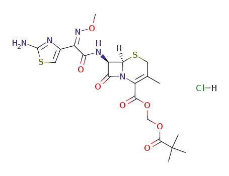 (6R,7R)-3-methyl-7-[(Z)-2-(2-amino-4-thiazolyl)-2-(methoxyimino)-acetamido]-8-oxo-5-thia-1-azabicyclo[4,2,0]oct-2-ene-2-carboxylic acid pivaloyloxymethyl ester hydrochloride