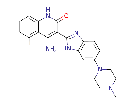 Molecular Structure of 405169-16-6 (4-Amino-5-fluoro-3-[5-(4-methylpiperazin-1-yl)-1H-benzimidazol-2-yl]quinolin-2(1H)-one)
