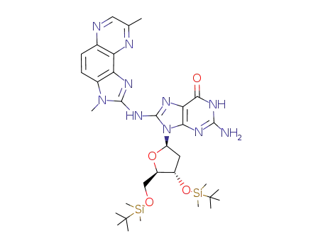 2-amino-9-[4-(tert-butyl-dimethyl-silanyloxy)-5-(tert-butyl-dimethyl-silanyloxymethyl)-tetrahydro-furan-2-yl]-8-(3,8-dimethyl-3H-imidazo[4,5-f]quinoxalin-2-ylamino)-1,9-dihydro-purin-6-one