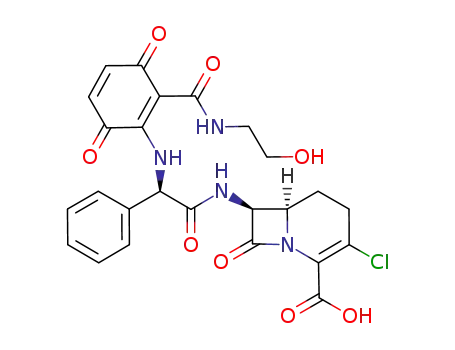 3-chloro-7-{2-[2-(2-hydroxyethylcarbamoyl)-3,6-dioxocyclohexa-1,4-dienylamino]-2-phenyl-acetylamino}-8-oxo-5-azabicyclo[4.2.0]oct-3-en-4-carboxylic acid
