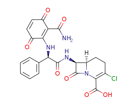 3-chloro-7-[2-(2-carbamoyl-3,6-dioxocyclohexa-1,4-dienylamino)-2-phenyl-acetylamino]-8-oxo-1-aza-bicyclo[4.2.0]oct-2-ene-2-carboxylic acid