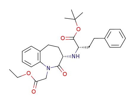 3-[[1-(t-butoxy-carbonyl)-3-phenyl-(1S)-propyl]amino]-2,3,4,5-tetrahydro-2-oxo-1H-1-(3S)-benzazepine-1-acetic acid ethyl ester