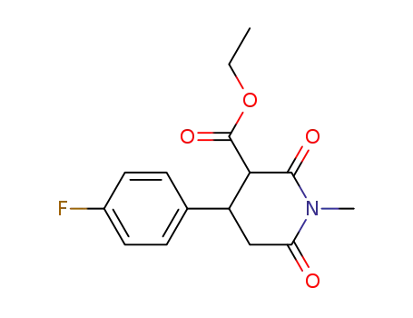 Molecular Structure of 202534-94-9 (3-Piperidinecarboxylic acid, 4-(4-fluorophenyl)-1-methyl-2,6-dioxo-, ethyl ester)