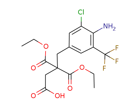 Molecular Structure of 600725-56-2 (1,2,2-Propanetricarboxylic acid,
3-[4-amino-3-chloro-5-(trifluoromethyl)phenyl]-, 2,2-diethyl ester)