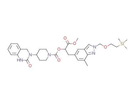 1-(Methoxycarbonyl)-2-(2-((2-(trimethylsilyl)ethoxy)methyl)-7-methyl-2H-indazol-5-yl)ethyl 4-(1,2-dihydro-2-oxoquinazolin-3(4H)-yl)piperidine-1-carboxylate