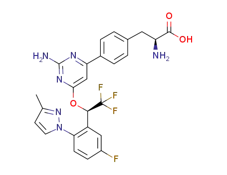 (S)-2-amino-3-[4-(2-amino-6-{(R)-2,2,2-trifluoro-1-[5-fluoro-2-(3-methyl-pyrazol-1-yl)-phenyl]-ethoxy}-pyrimidin-4-yl)-phenyl]-propionic acid