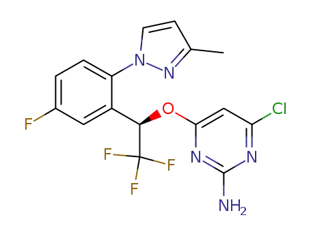 4-chloro-6-[R-2,2,2-trifluoro-1-(5-fluoro-2-(3-methylpyrazol-1-yl)phenyl)ethoxy]pyrimidin-2-ylamine