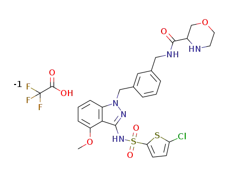 N-[(3-{[3-{[(5-chloro-2-thienyl)sulfonyl]amino}-4-(methyloxy)-1H-indazol-1-yl]methyl}phenyl)methyl]-3-morpholinecarboxamide trifluoroacetate
