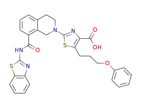 2-(8-(benzo[d]thiazol-2-ylcarbamoyl)-3,4-dihydroisoquinolin-2(1H)-yl)-5-(3-phenoxypropyl)thiazole-4-carboxylic acid