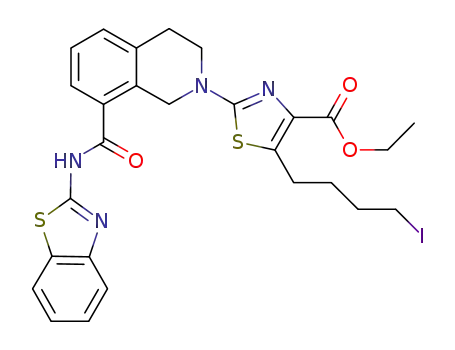ethyl 2-(8-(benzo[d]thiazol-2-ylcarbamoyl)-3,4-dihydroisoquinolin-2(1H)-yl)-5-(4-iodobutyl)thiazole-4-carboxylate