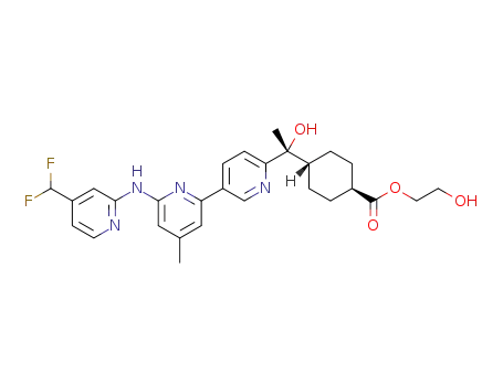 2-hydroxyethyl trans-4-[(1R or 1S)-(6-{[4-(difluoromethyl)pyridin-2-yl]amino}-4-methyl-2,3'-bipyridin-6'-yl)-1-hydroxyethyl]cyclohexanecarboxylate