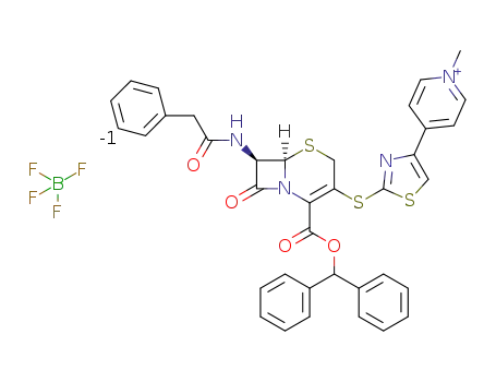 benzhydryl 7β-[(phenylacetyl)amino]-3-[4-(1-methyl-4-pyridinio)-2-thiazolylthio]-3-cephem-4-carboxylate tetrafluoroborate