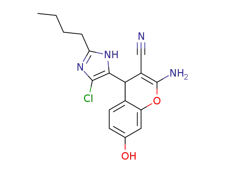 2-amino-4-(2-butyl-4-chloro-1H-imidazol-5-yl)-7-hydroxy-4H-chromene-3-carbonitrile