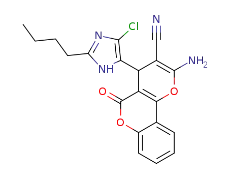 2-amino-4-(2-butyl-4-chloro-1H-imidazol-5-yl)-5-oxo-4,5-dihydropyrano[3,2-c]chromene-3-carbonitrile
