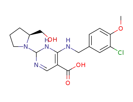 6-(3-chloro-4-methoxy - benzyl-amino)-2 (2-hydroxymethyl-pyrrolidinyl) pyrimidine-5-carboxylic acid