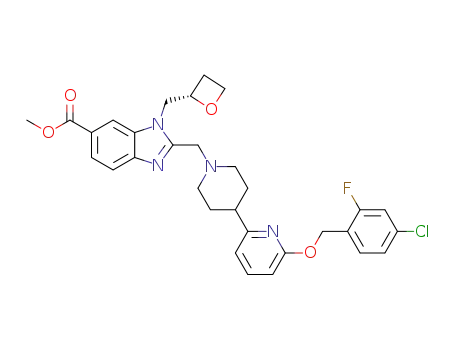 methyl (S)-2-((4-(6-((4-chloro-2-fluorobenzyl)oxy)pyridin-2-yl)piperidin-1-yl)methyl)-1-(oxetan-2-ylmethyl)-1H-benzo[d]imidazole-6-carboxylate