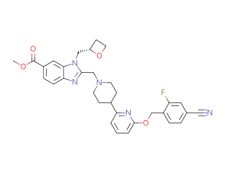 methyl (S)-2-((4-(6-((4-cyano-2-fluorobenzyl)oxy)pyridin-2-yl)piperidin-1-yl)methyl)-1-(oxetan-2-ylmethyl)-1H-benzo[d]imidazole-6-carboxylate