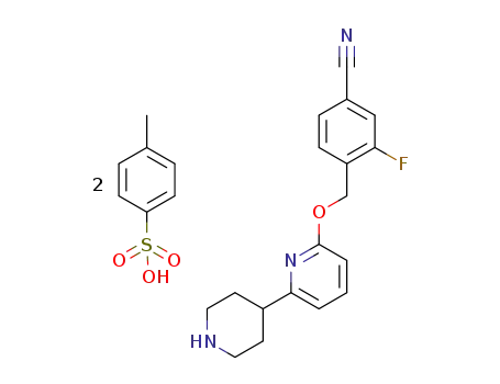 3-fluoro-4-(((6-(piperidin-4-yl)pyridiny-2-yl)oxy)methyl)nemzonitrile bis(4-methylbenzenesulfonate)