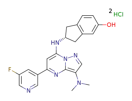 (2R)-2-[[3-(dimethylamino)-5-(5-fluoro-3-pyridyl)pyrazolo[1,5-a]pyrimidin-7-yl]amino]indan-5-ol dihydrochloride