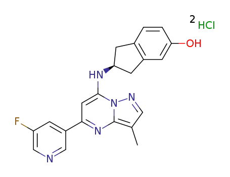 (2S)-2-[[5-(5-fluoro-3-pyridyl)-3-methylpyrazolo[1,5-a]pyrimidin-7-yl]amino]indan-5-ol dihydrochloride