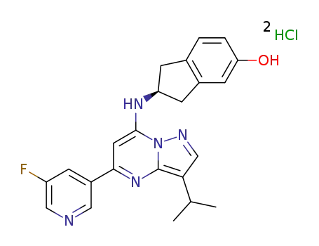 (2S)-2-[[5-(5-fluoro-3-pyridyl)-3-isopropylpyrazolo[1,5-a]pyrimidin-7-yl] amino]indan-5-ol dihydrochloride