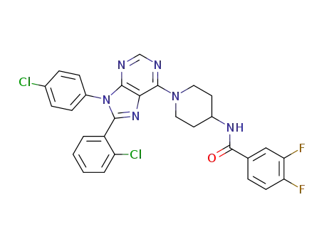 N-{1-[8-(2-chlorophenyl)-9-(4-chlorophenyl)-9H-purin-6-yl]piperidin-4-yl}-3,4-difluorobenzamide