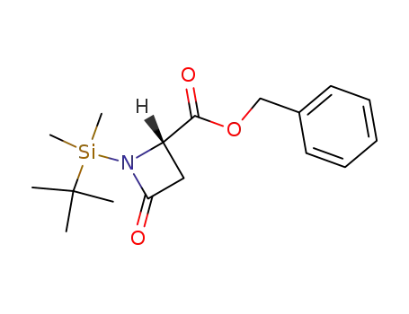 Molecular Structure of 82938-49-6 (2-Azetidinecarboxylic acid, 1-[(1,1-dimethylethyl)dimethylsilyl]-4-oxo-,
phenylmethyl ester, (S)-)