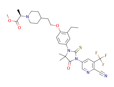 (R)-methyl 2-(4-(2-(4-(3-(6-cyano-5-(trifluoromethyl)pyridin-3-yl)-5,5-dimethyl-4-oxo-2-thioxoimidazolidin-1-yl)-2-ethylphenoxy)ethyl)piperidin-1-yl)propanoate