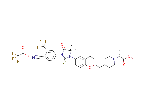 (R)-methyl 2-(4-(2-(4-(3-(4-cyano-3-(trifluoromethyl)phenyl)-5,5-dimethyl-4-oxo-2-thioxoimidazolidin-1-yl)-2-ethylphenoxy)ethyl)piperidin-1-yl)propanoate trifluoroacetate