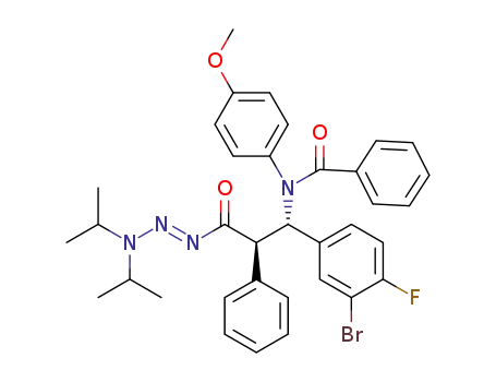 (E)-N-(1-(3-bromo-4-fluorophenyl)-3-(3,3-diisopropyltriaz-1-en-1-yl)-3-oxo-2-phenylpropyl)-N-(4-methoxyphenyl)benzamide
