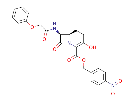 Molecular Structure of 119892-46-5 (1-Azabicyclo[4.2.0]oct-2-ene-2-carboxylic acid,
3-hydroxy-8-oxo-7-[(phenoxyacetyl)amino]-, (4-nitrophenyl)methyl ester,
(6R,7S)-)