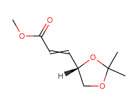 Molecular Structure of 66601-82-9 (2-Propenoic acid, 3-(2,2-dimethyl-1,3-dioxolan-4-yl)-, methyl ester, (S)-)