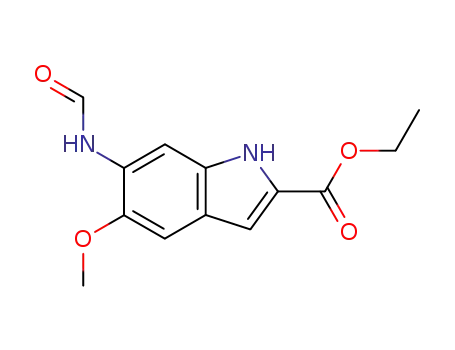 Molecular Structure of 119825-27-3 (ETHYL 6-FORMYLAMINO-5-METHOXYINDOLE-2-CARBOXYLATE)