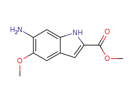 Molecular Structure of 78939-36-3 (1H-Indole-2-carboxylic acid, 6-amino-5-methoxy-, methyl ester)
