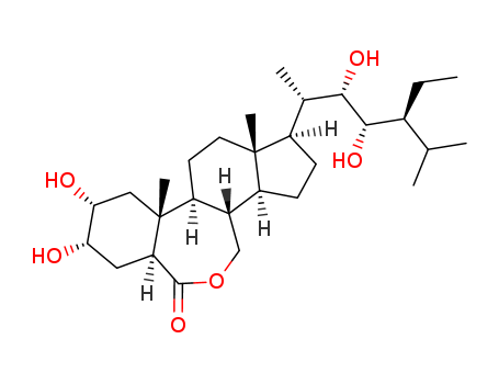 80483-89-2,22(S),23(S)-Homobrassinolide,(22S,23S)-28-Homobrassinolide;(22S,23S)-Homobrassinolide;22,23-Diepi-28-homobrassinolide;6H-Benz[c]indeno[5,4-e]oxepin-6-one, 1-(4-ethyl-2,3-dihydroxy-1,5-dimethylhexyl)hexadecahydro-8,9-dihydroxy-10a,12a-dimethyl-,[1R-[1a(1S*,2S*,3S*,4S*),3ab,3ba,6ab,8b,9b,10aa,10bb,12aa]]-;BR 120;B-Homo-7-oxastigmastan-6-one,2,3,22,23-tetrahydroxy-, (2a,3a,5a,22S,23S)-;