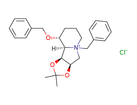 (3aR,9R,9aR,9bS)-5-Benzyl-9-benzyloxy-2,2-dimethyl-octahydro-[1,3]dioxolo[4,5-a]indolizin-5-ium; chloride