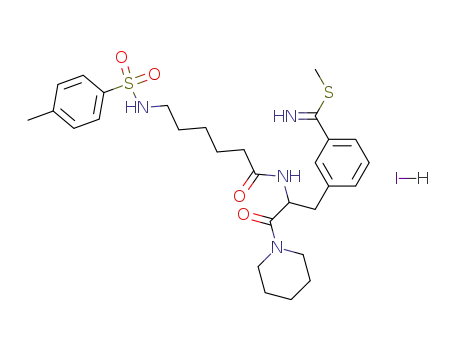 3-{3-Oxo-3-piperidin-1-yl-2-[6-(toluene-4-sulfonylamino)-hexanoylamino]-propyl}-thiobenzimidic acid methyl ester; hydriodide