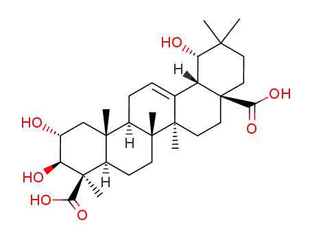 Molecular Structure of 79355-89-8 (2α,3β,19α-Trihydroxyolean-12-ene-24,28-dioic acid)