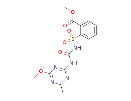 Molecular Structure of 74223-64-6 (2-[[[[(4-Methoxy-6-methyl-1,3,5-triazin-2-yl)amino]carbonyl]amino]sulfonyl]benzoic acid methyl ester)