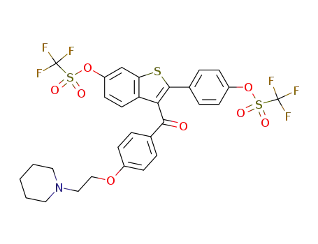 Trifluoro-methanesulfonic acid 3-[4-(2-piperidin-1-yl-ethoxy)-benzoyl]-2-(4-trifluoromethanesulfonyloxy-phenyl)-benzo[b]thiophen-6-yl ester