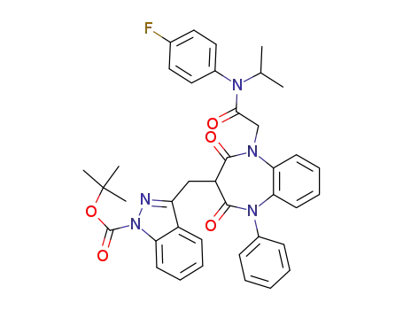2-[3-(1-tert-butoxycarbonyl-1H-indazol-3-ylmethyl)-2,4-dioxo-5-phenyl-2,3,4,5-tetrahydro-benzo[b][1,4]diazepin-1-yl]-N-(4-fluoro-phenyl)-N-isopropyl-acetamide
