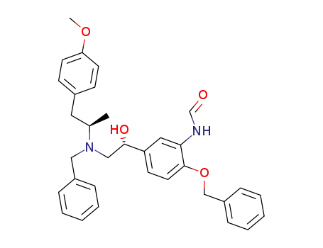 Molecular Structure of 188690-83-7 (Formamide,
N-[5-[(1R)-1-hydroxy-2-[[(1R)-1-methyl-2-(4-methoxyphenyl)ethyl](phenyl
methyl)amino]ethyl]-2-(phenylmethoxy)phenyl]-)
