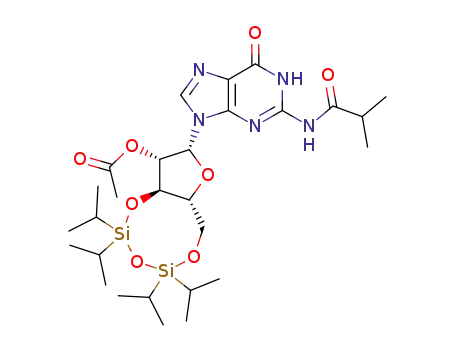 Acetic acid (2R,3S,3aR,9aR)-2-(2-isobutyrylamino-6-oxo-1,6-dihydro-purin-9-yl)-5,5,7,7-tetraisopropyl-tetrahydro-1,4,6,8-tetraoxa-5,7-disila-cyclopentacycloocten-3-yl ester
